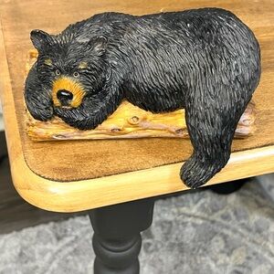 Black Bear Figurine on Log